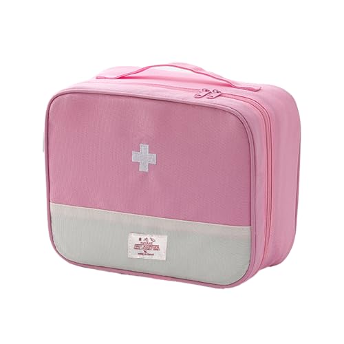 Empty First Aid Bag, Medicine Storage Bag, Portable Medicine Bag Organizer for Home Outdoor Camping Hiking Travel (Pink)