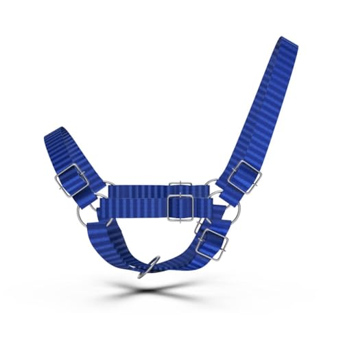 HADZAM Adjustable Nylon Cow Halter | Calf Halter one Halter for (1 Year to Full Size) Easy Adjustable Straps elimates the Need of Ill-Fitting Cattle Halter - color: BLUE