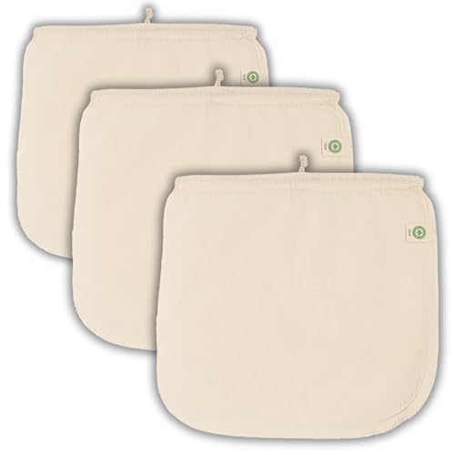Reusable Nut Milk Bags for Straining - Unbleached Cotton Almond Milk Bags - BPA-Free Oat Milk Strainer Bags - Washable Juice Filtration Bags (Set of 3 X-Large - 14"x12") - size: 3 X-Large: 14"x12"