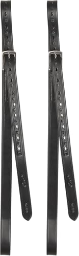 Exion Pre-Stretched English Stirrup Leathers | Non-Stretch Genuine Leather Stirrup Straps for English Saddles | 18 Numbered Holes Stainless Steel Buckles | Pair Black Havana Oak 48 54 58 62 - color: Black, size: 150 cm / 60"