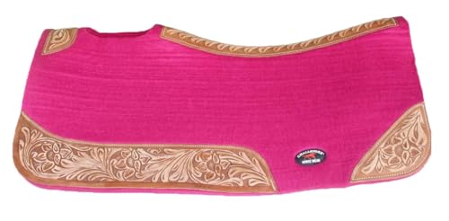 CHALLENGER Horse Saddle PAD Western Contoured Wool Felt Moisture Wicking Saddle Pad 39177 - color: Pink