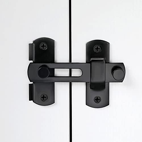 2 Packs Black Stainless Steel Barn Door Latch Bi-fold Door Lock - color: Black