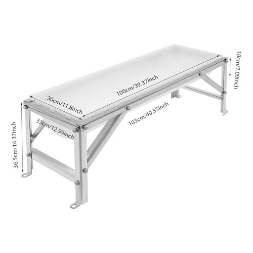 Heavy-Duty Galvanized Steel Frame Feed Trough | Goat Feeder, Pig Feeder, Horse Feeder | 9.25 Gallon PP Trough | Floor-Standing Design for Farms, Pens & Sheds | Easy Assembly (White) - color: White