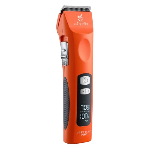 Professional Dog Grooming Clippers with 17H Runtime & Replaceable 440C Blade, 5-Speed Low Noise Electric Dog Shaver for Thick, Matted, Curly Hair, Cordless Clipper for Groomer & Home Use, Orange - color: Orange, size: Standard
