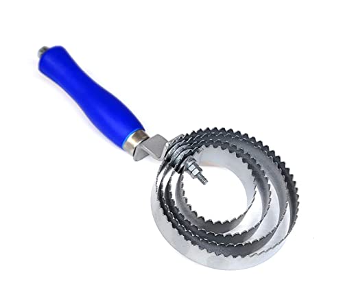 Grooming Stainless Steel Curry Comb Horse Brush 4 Rings Rubber Horse Curry Comb for Cow Sheep Dog Goat Horse with Plue Plastic Handle