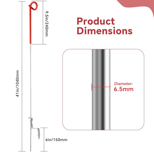 30Pcs 41" Systems Pig Tail Step-in Electric Fence Post for Livestock, Red - color: Red