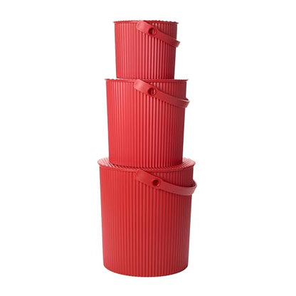 Hachiman Bucket Set of 3 Mini, Large, & Extra Large - color: Red, size: Set of 3