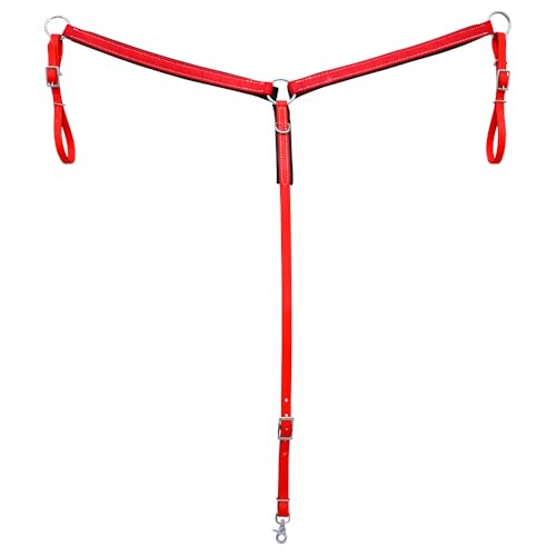 HILASON Western Horse Biothane Leather Breast Collar Tack - color: Red & Black
