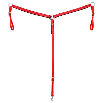 HILASON Western Horse Biothane Leather Breast Collar Tack - color: Red & Black