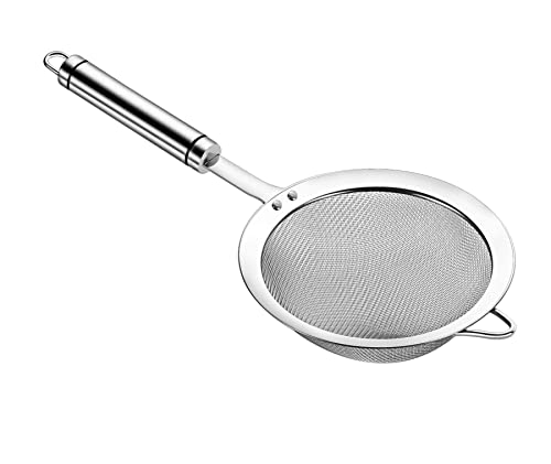 5.5inch 304 Stainless Steel Fine Mesh Strainer for Kitchen, Colander-Skimmer with Handle, Metal Sieves Sifters - size: 5.5inch