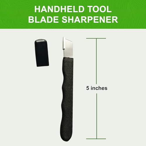 Garden Guru Garden Tool Blade Sharpener - 5" Handheld & Multi-Purpose Solid Carbide Sharpener w Protective Cover, Ergonomic Non-Slip Handle for Pruners Loppers Shears Knives Scissors Axe