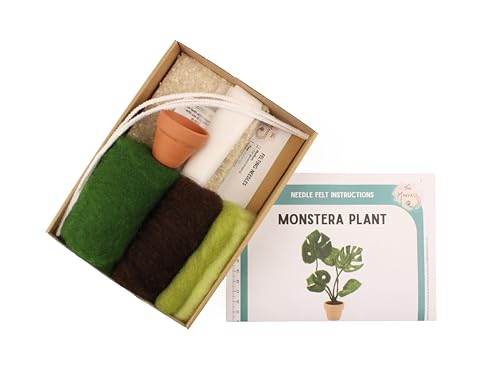 Wizardi Beginner Needle Felting Kit for Adults - Monstera. Floral Felting Kit 15cm High. Felting Tools. Wool Felting Supplies. Felt Crafts. Wool Felt. The Makerss - color: Monstera