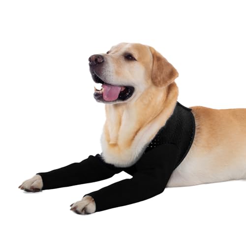Coodeo Dog Recovery Sleeves, Cone Collar Alternative, Abrasion Resistant Dog Recovery Suit, Washable 2.5mm Thick and Waterproof, Pet Wounds Prevent Licking, Biting (Black, M) - color: Black, size: M