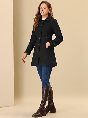 Allegra K Women's Winter Classic Overcoat with Pockets Single Breasted Coat - color: Black, size: X-Small