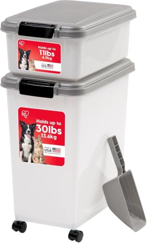 IRIS USA Dog Food Storage Container, Up to 30+11 lbs, Gray/Dark Gray - color: Silver