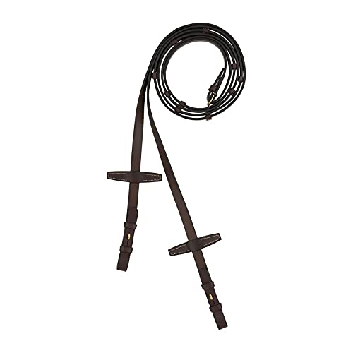 Horze Walthamstaw Leather Reins with Stops - Dark Brown - Horse - color: Dark Brown