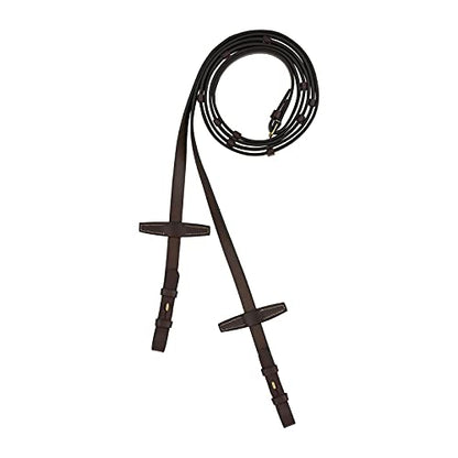 Horze Walthamstaw Leather Reins with Stops - Dark Brown - Horse - color: Dark Brown