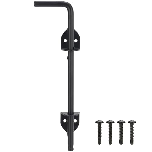 12" Cane Bolt Heavy-Duty Drop Rod for Gate, Gate Ground Latch for Wooden Fences Metal Gates Doors, Metal Gates Doors Stopper for Gate Ground, Wrought Iron Gate Latches, Black Finish(1 Pack) - color: 1 Pack, size: 12" Black
