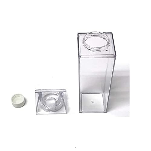 Milk Carton Water Bottle 33oz (1000mL) Plastic Square Milk Bottles No BPA Leakproof Water Bottle Portable Reusable Milk Carton Shaped Juice Bottle Perfect for Fitness Gym Camping Sports
