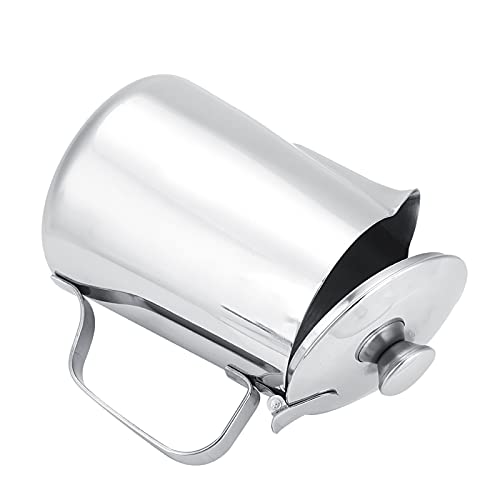 Ejoyous Stainless Steel Milk Frothing Pitcher, Coffee Cup Mug Milk Frothing Pitcher Jug with Lid for Latte Coffee Art Office Kitchen (600ml)
