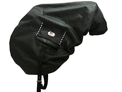 Majestic Ally Nylon Waterproof Fleece Lined Ride On English Saddle Cover-Multiple Color (Black) - color: Black