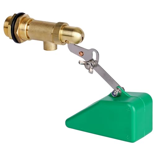 3/4 Inch Float Valve, Brass Water Float Valve for Water Tank, Float Ball Valve with Adjustable Arm for Livestock Waterer, Fountain, Aquarium, Aquaculture, Auto Water Level Control (1, green)
