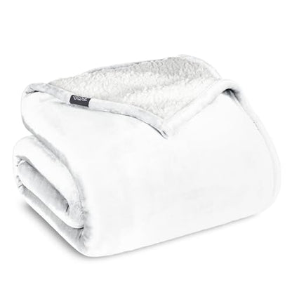 Bare Home Sherpa Fleece Blanket (Throw, White) - color: 01 - White - White, size: Throw/Travel