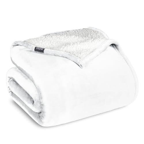 Bare Home Sherpa Fleece Blanket (Throw, White) | Reversible Blanket for Bed, Sofa, and Couch, Warm & Lightweight, Fluffy & Soft - color: 01 - White - White, size: Throw/Travel