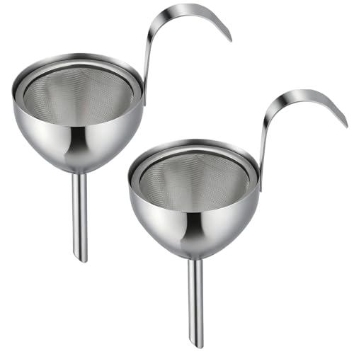 2 Sets Stainless Steel Funnel with Strainer 3 Inch Mouth Diameter