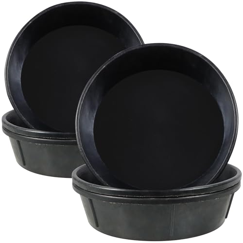 6Pcs Rubber Feeder Pan 3 Gallon/12 Quart Heavy Duty Rubber Horse Feed Bucket, Deep Rubber Feeding Water Bowl Chicken Dust Bath Tub Container for Livestock Goat Pig Dog Duck Fram Small Animals