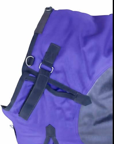 1200D Horse Turnout Blanket Waterproof, Breathable, Heavy-Weight Winter Blanket with 300g Fill, Ripstop Outer Shell - color: Grey/Purple, size: 80 inches