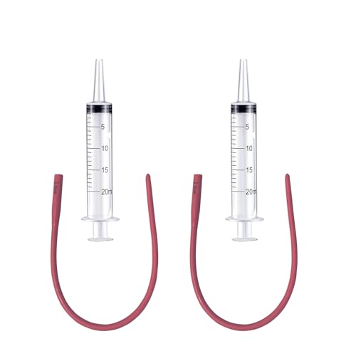 2 Set Lamb and Goat Kid Feeding Kit -2X 20FR Tube, 2x20/60/100ml Reusable Drench Goat Syringe for Lamb, Dog, Sheep,Piglet,Rabbit Feeding (20ML) - size: 20ML