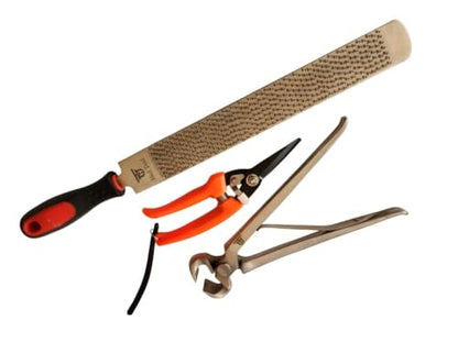 Horse Farrier Hoof Tool Kit (3 Piece) Horse Equine Metal Shears Farriers Hoof Nipper Cutter Handle Knife Stable Supplies Professional Hoof Trimming Tools | Nipper, Shears & Rasp, Professional Grade, Equine Stable Use, Metal Construction, Hoof Cutter Inclu