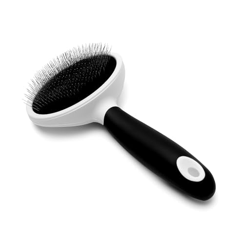 Fuller Brush Slicker Pet Brush - Angled Fine Steel Wires - Ergonomically Designed Rubberized Handle For Comfort & Control - Remove Shedding & Matted Hair - Tool For Grooming Dogs & Cat - size: Slicker