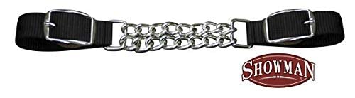 Showman Fully Adjustable Double Chain Nylon Curb Strap (Black) - color: Black