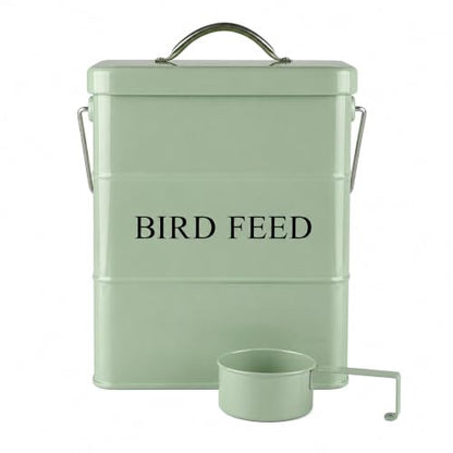 Morezi Bird Seed Storage Container Metal, 6 Lbs Airtight Bird Food Tin - color: Green