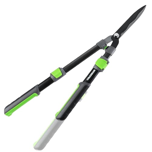WORKPRO Extendable Hedge Shear, 25"-33" Manual Hedge Clipper/Bush Cutter | Gardening Shears, Steel Wavy Blade, Shock Absorbing Bumper, Ergonomic Handle, for Pruning Borders & Shrubs - size: 25"-33"
