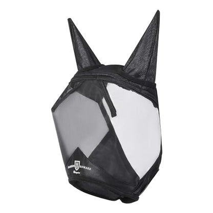 Harrison Howard CareMaster Horse Fly Mask Half Face with Ears Black XL Extra Full Size - color: Black, size: Extra Full (X-Large)