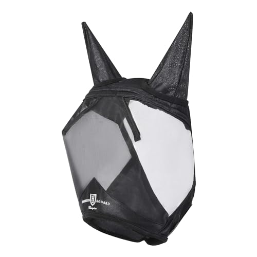 Harrison Howard CareMaster Horse Fly Mask Half Face with Ears Black XL Extra Full Size - color: Black, size: Extra Full (X-Large)