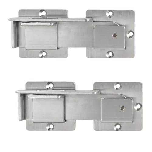 Flip Gate Latch with Padlock Hole,Double Gate Latch for Fence, 4MM Heavy-Duty gate Latch for Wooden Fence,Swing and Sliding Open Gate, Barn Door, Fence, Yard - color: Silver (2 Pcs)