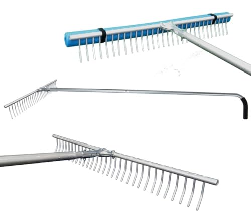 ShoreTech Ultralite Lake Weed Rake – 24" Head with 11ft Lightweight Aluminum Handle – 20 Durable Tines – Quick Release Handle – Includes Rope & Float Kits – for Lakes, Ponds, and Shoreline Cleanup