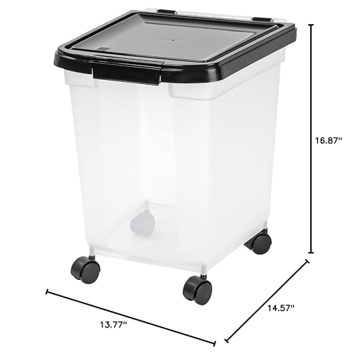 IRIS USA Dog Food Storage Container, Up to 25 lbs, Black, Made in USA - color: Black, size: 25 lbs