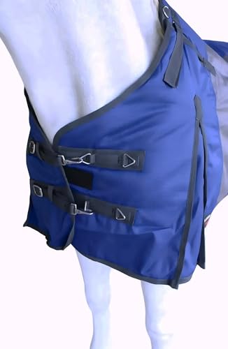1200D Horse Turnout Blanket Waterproof, Breathable, Heavy-Weight Winter Blanket with 300g Fill, Ripstop Outer Shell - color: Grey/Royal Blue, size: 78 inches