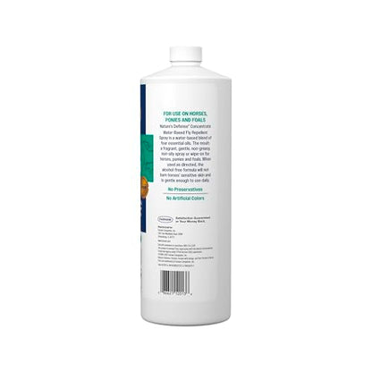 Farnam Nature’s Defense Concentrate, Botanical Fly Repellent Spray, 32 oz | Makes 5 Quarts,Water-Based,Repels horn flies, stable flies, house flies, horse flies, deer flies, mosquitoes and gnats