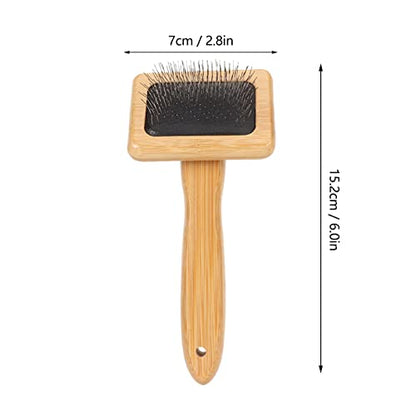 Fockety Sheepskin Wool Brush, Macrame Slicker Comb Pet Slicker Brush with Wood Handle, Removing Shedding and Dirt, All Hair Types, Cats, Dogs, Fabric Care Enthusiasts, All Ages - size: S