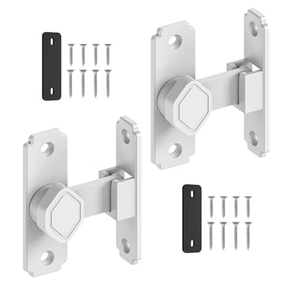 Sliding Barn Door Lock, 90 Degree Flip Security Gate Latch - color: White-2 Pcs