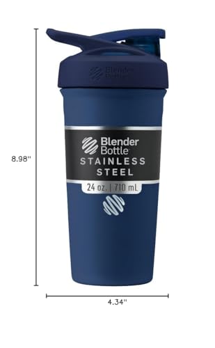 BlenderBottle Sport Flip Stainless Steel Shaker Bottle 24 oz Navy - color: Navy, size: 24 Ounces, style: Flip
