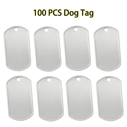 Orgrimmar 100PCS Dog Tag Shiny Stainless Steel Military spec Engraved-Blank