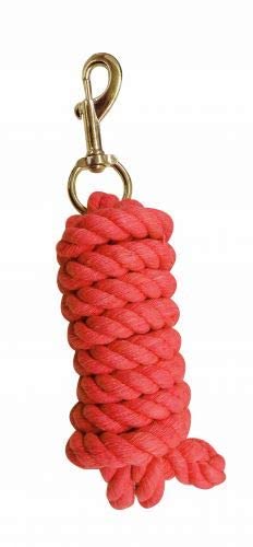 9' Cotton Lead Rope w/Brass Plated Snap - color: Red