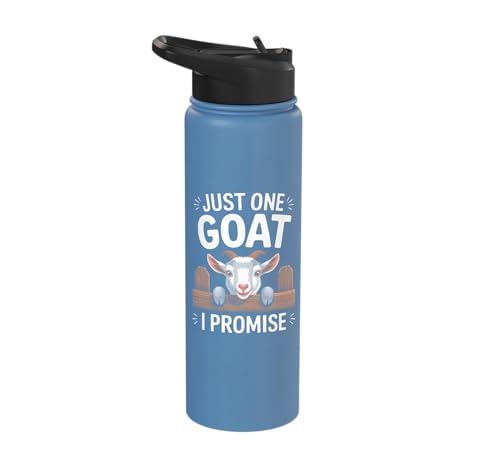Just One Goat I Promise Cute Coat Pygmy Goat Farmer Stainless Steel Insulated Water Bottle - color: Light Blue